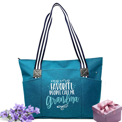 Brooke & Jess Designs Grandma Gifts, Nana Gifts Tote Bag - Perfect for Work, Gift for Granny, Mother's Day from Grandkids (Fave People Grandma Teal Tessa)