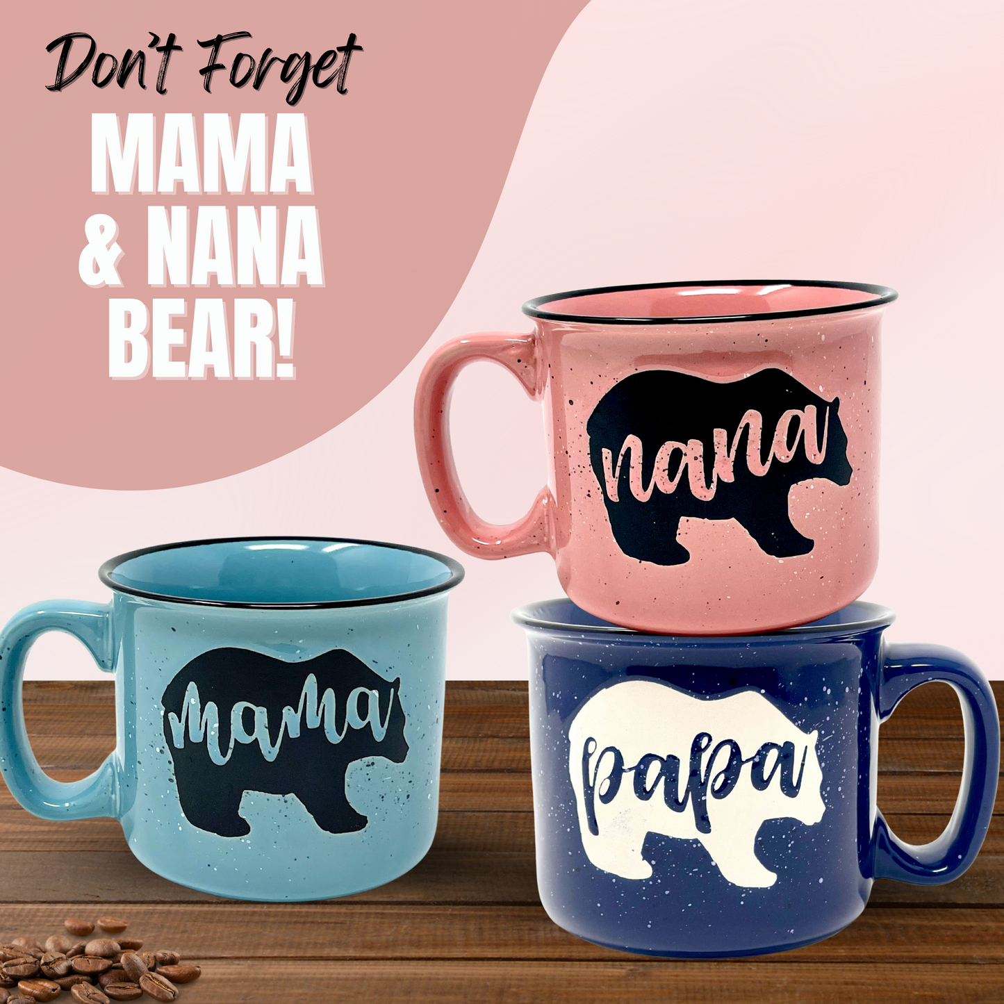 Papa Bear 15 oz Navy Ceramic Mug with White Bear