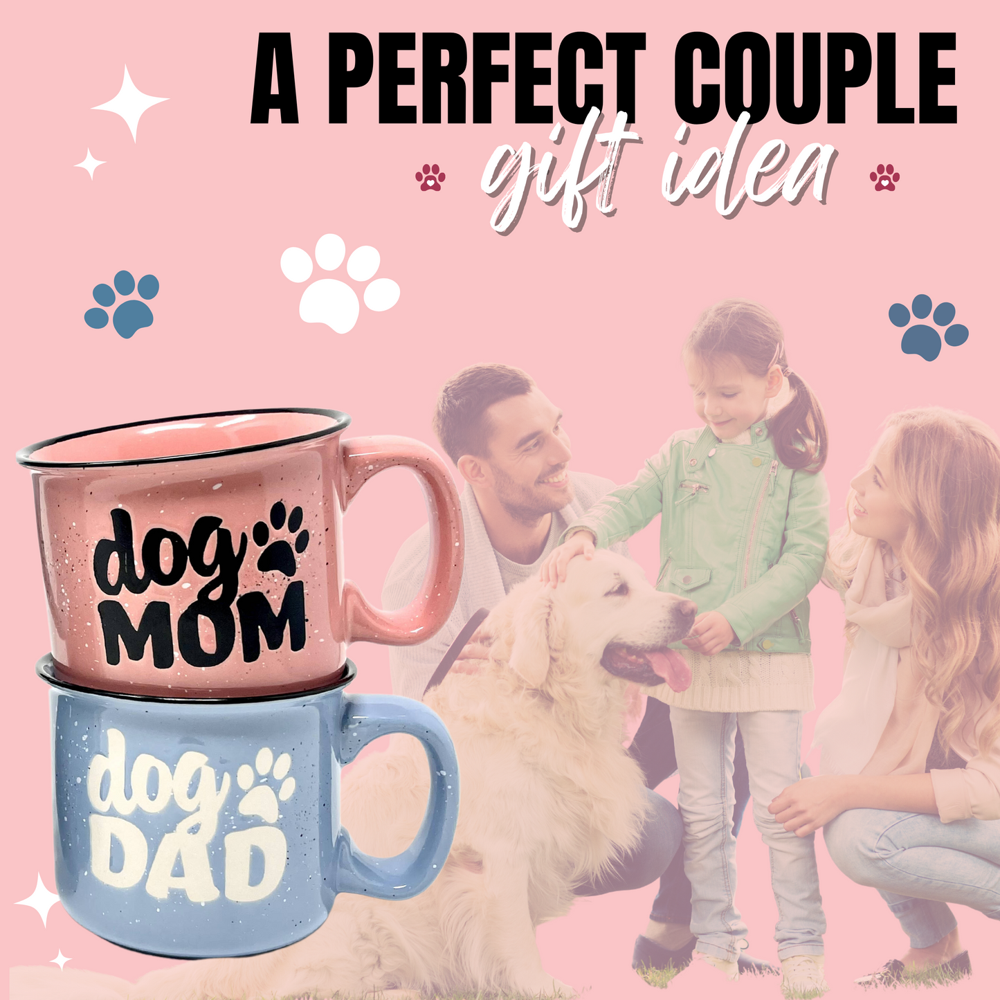 Cute Funny Coffee Mug for Dog Lovers - Dog Mom, Dog Dad, Fur Mama - Unique Fun Gifts for Her, Dad, Mom, Sister, Teacher, Coworkers - Coffee Cups & Mugs with Quotes (Dog Mom and Dog Dad Mug Gift Set)