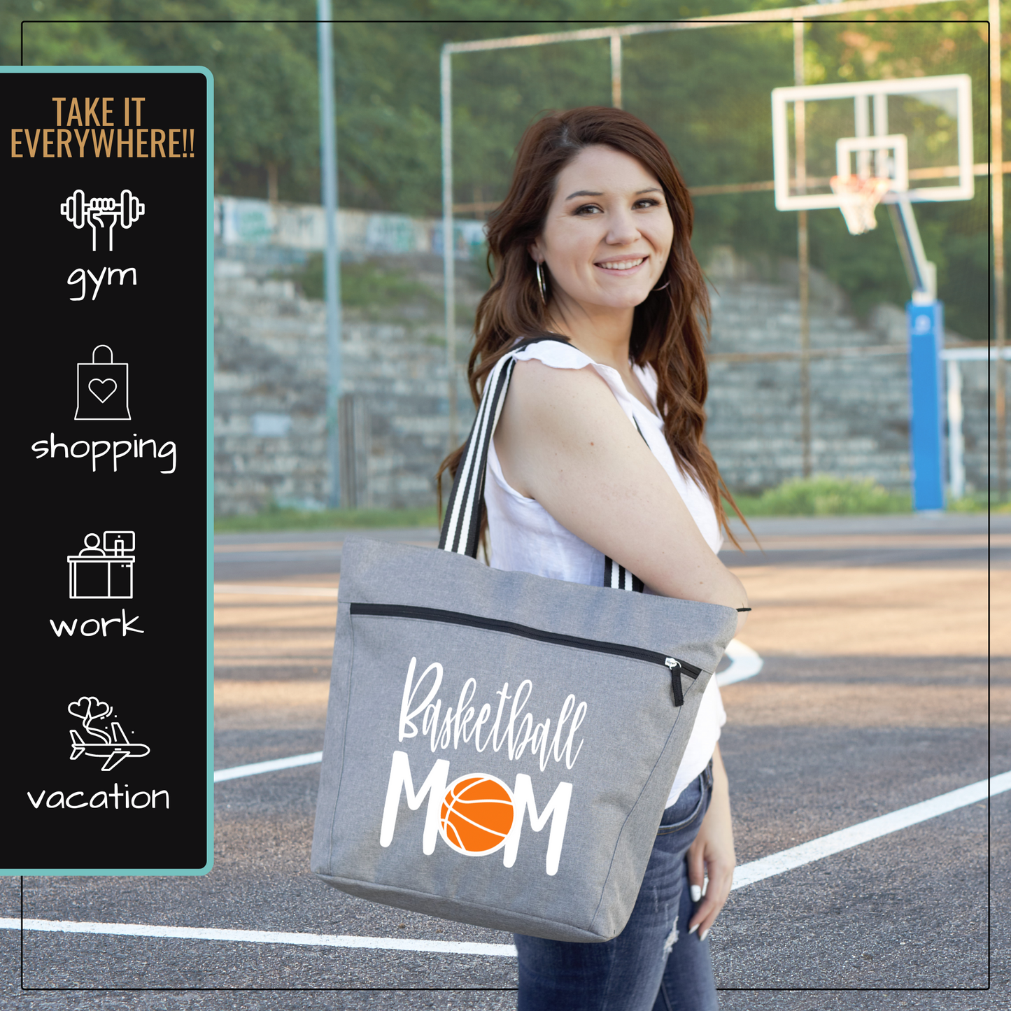 Basketball Mom Lexie Gray Tote Bag for Moms - Outlet Deal Utah