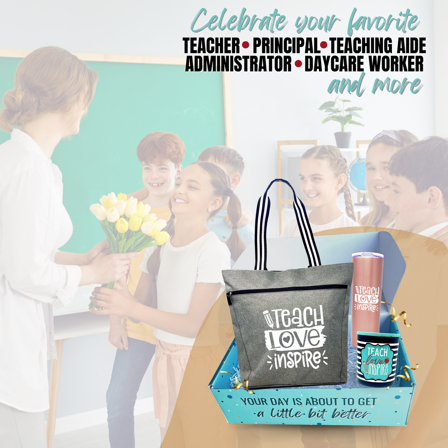 Brooke & Jess Designs Teacher Gift Bundle - Teacher Handbag Gifts for Women, Teacher Bag Best Teacher Appreciation Gift