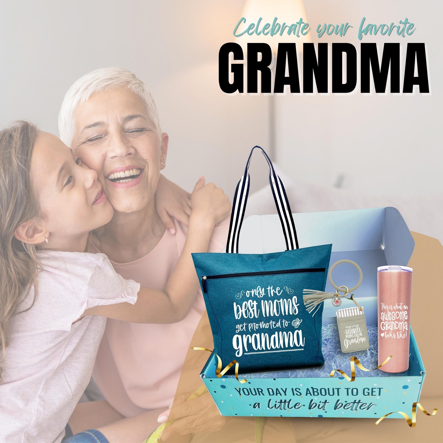 Grandma Gift Box Bundle Set - Great Christmas Gift for Grandmother from Grandkids (Best Grandma Gift Bundle)