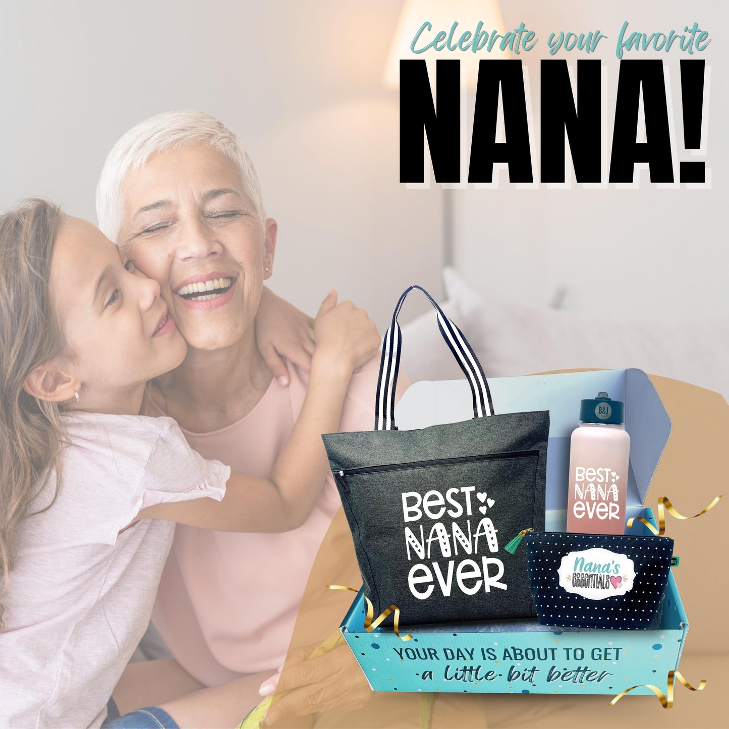 Grandma Gifts, Nana Gifts Tote Bag - Perfect for Work, Gift for Granny, Mother's Day from Grandkids (Best Nana Waterbottle Gift Bundle)