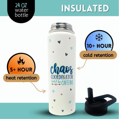 Chaos Coordinator Water Bottle- Best Boss Gifts for Women - Great Travel Tumbler Gifts for Bosses, Coworkers, Mom, Christmas, Birthday