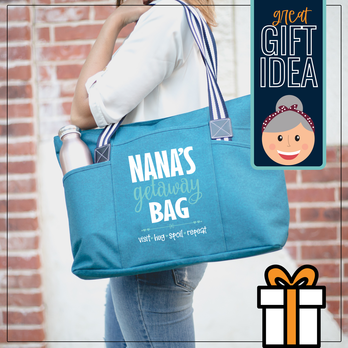 Nana's Getaway Tessa Teal Tote Bag for Grandmothers