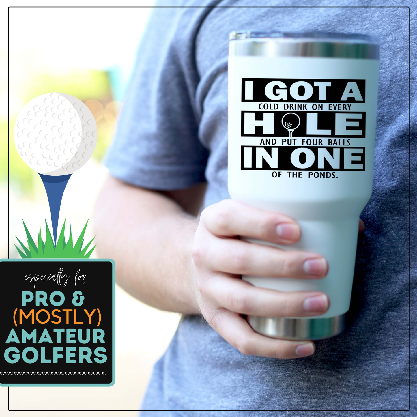 Golf Hole in One 30 oz White Tumbler for Golfers - Outlet Deal Utah