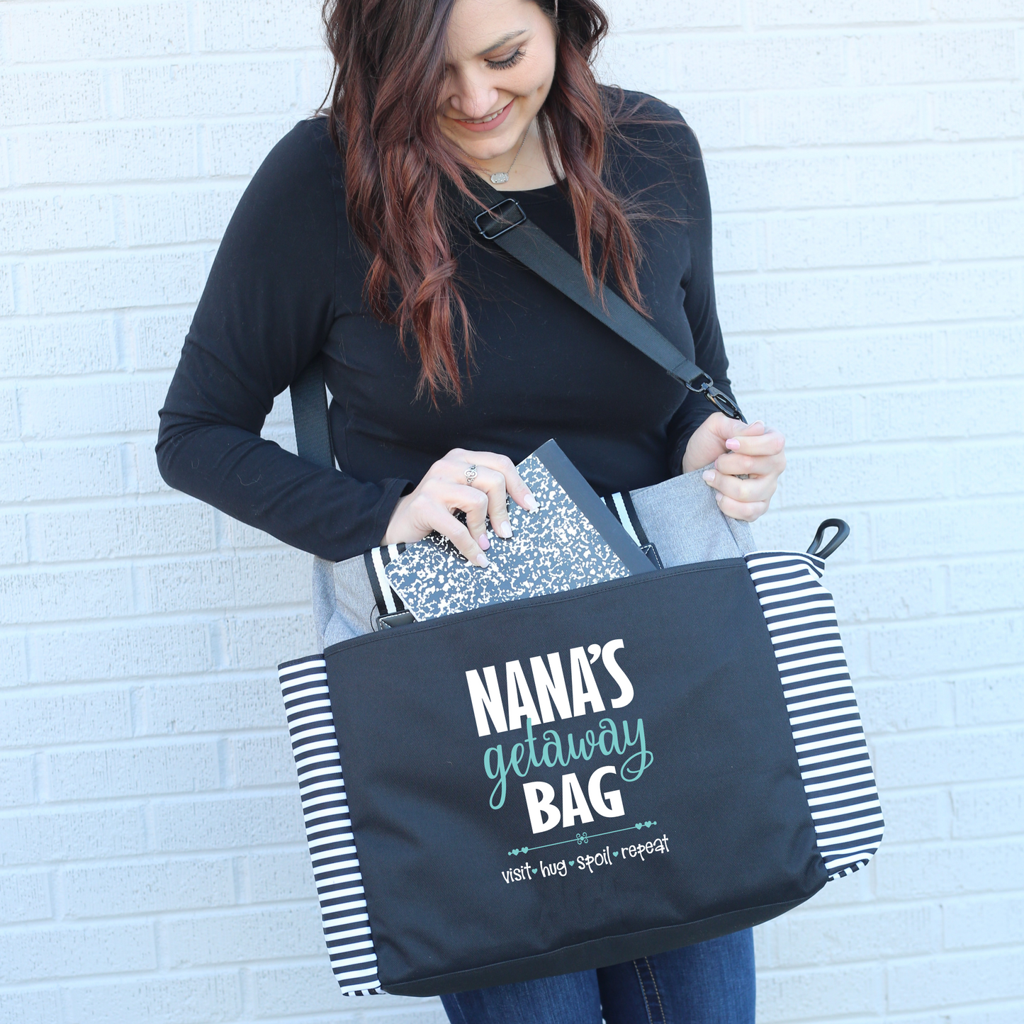 Nana's Getaway LouLou Gray Tote Bag for Grandmothers