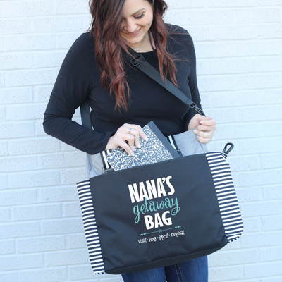 Nana's Getaway LouLou Gray Tote Bag for Grandmothers