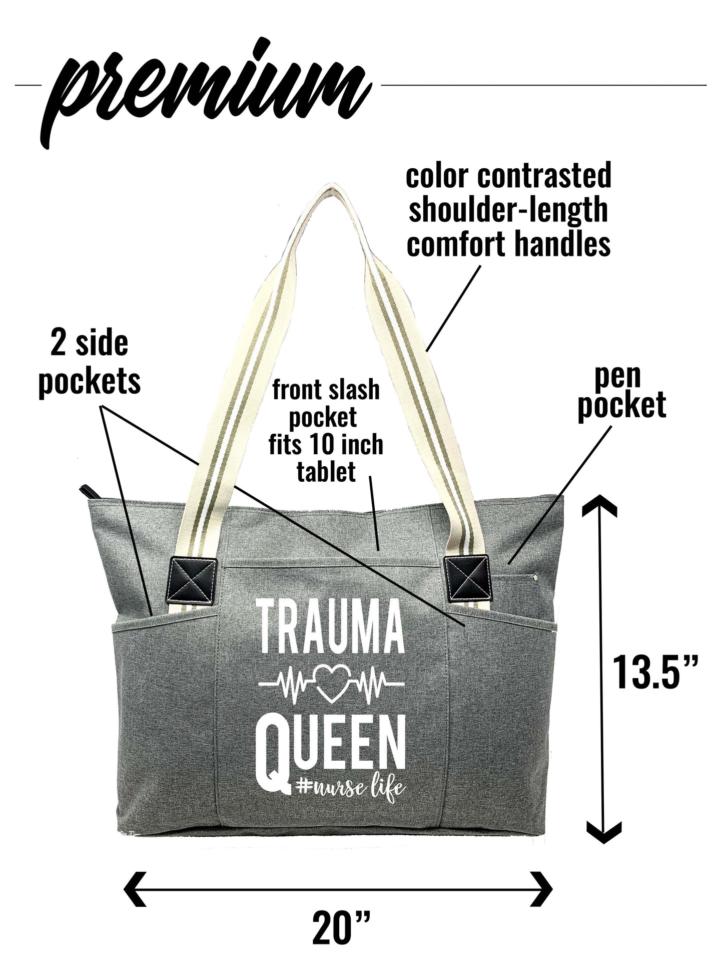 Trauma Queen Tessa Gray Tote Bag  for Medical Workers - Outlet Deal Utah