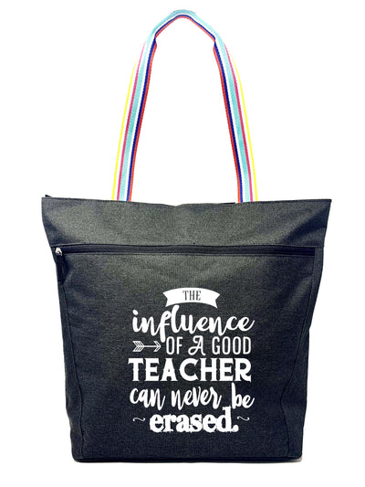 Teacher Influence Lexie Black Rainbow Straps Tote Bag for Teachers - Outlet Deal Utah