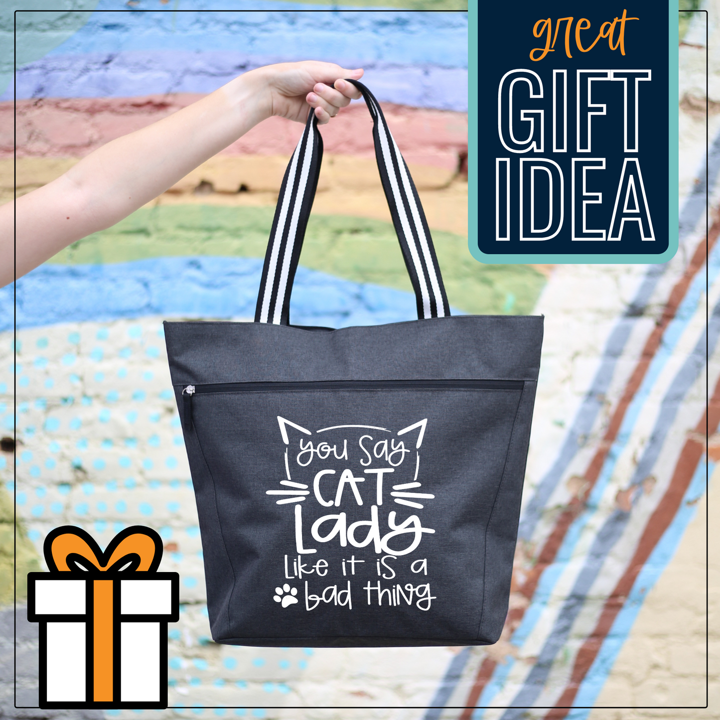 Crazy Cat Lady Lexie Black Tote Bag for Cat Lovers - Outlet Deal Utah