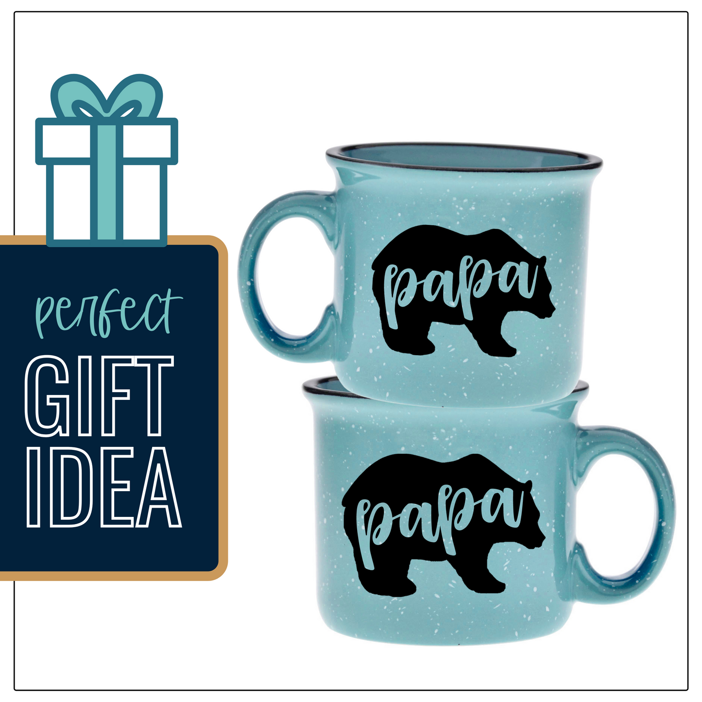 Papa Bear 15 oz Teal Ceramic Mug for Dads - Outlet Deal Utah