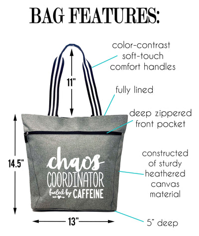 Chaos Coordinator Fueled by Caffeine Gray Lexie Tote Bag for Bosses - Outlet Deal Utah