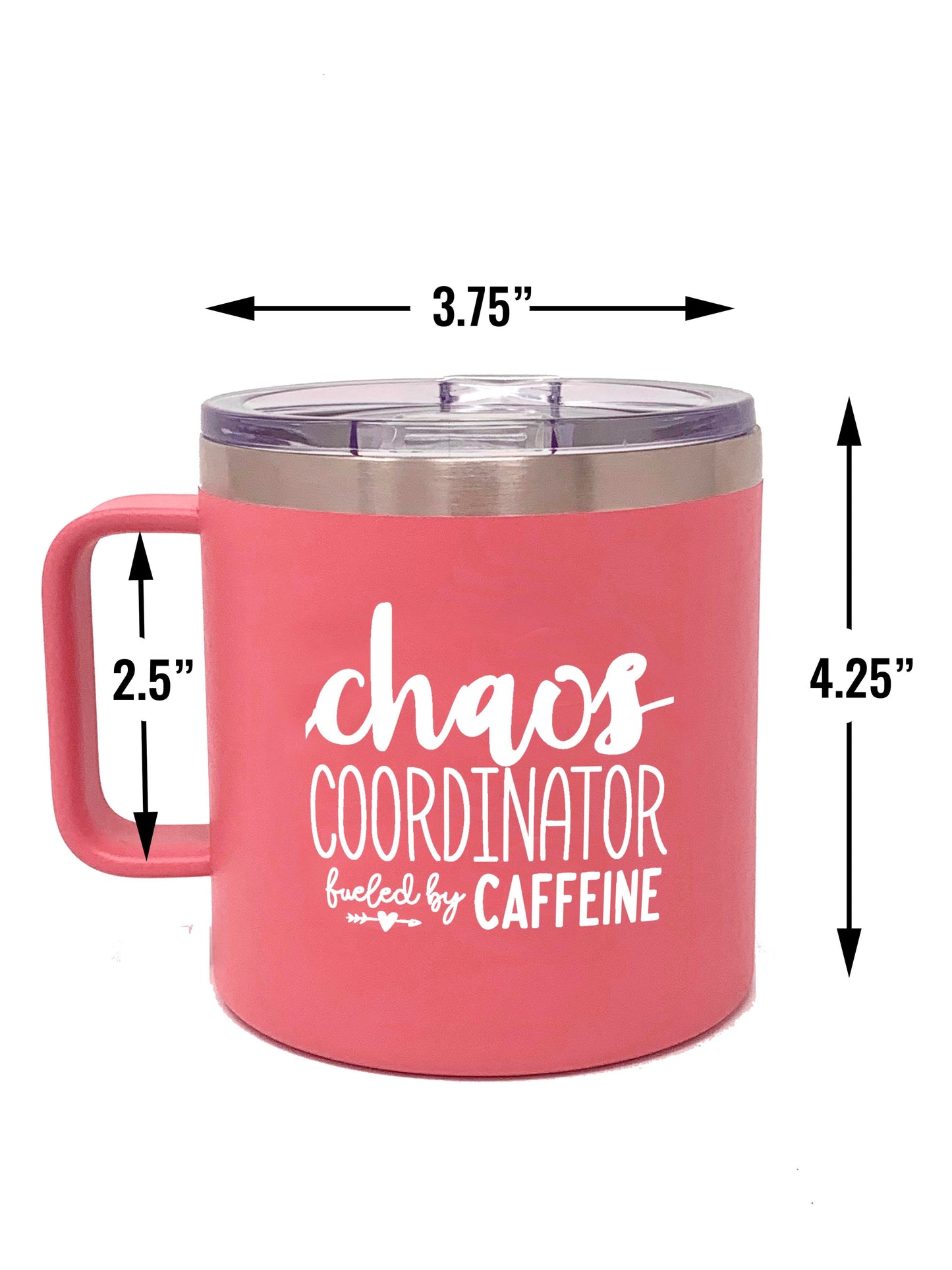 Chaos Coordinator Fueled By Caffeine 14 oz Coral Camper Tumbler for Bosses - Outlet Deal Utah