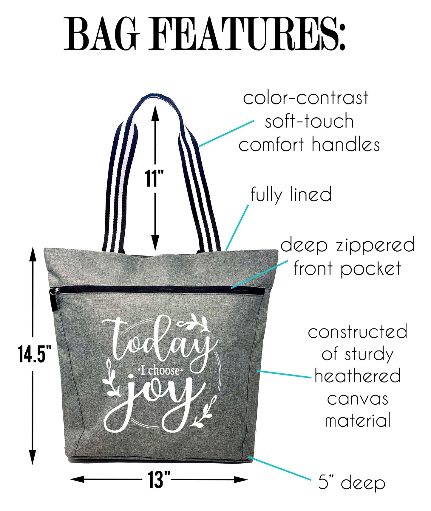 Choose Joy Lexie Gray Tote Bag - Outlet Deal Utah