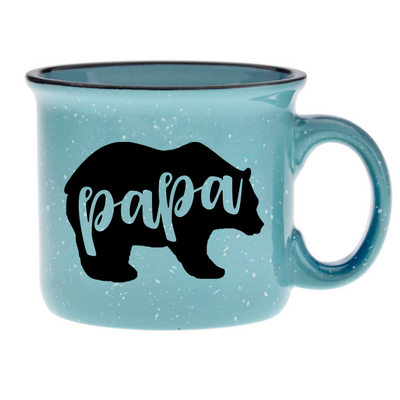 Papa Bear 15 oz Teal Ceramic Mug for Dads - Outlet Deal Utah