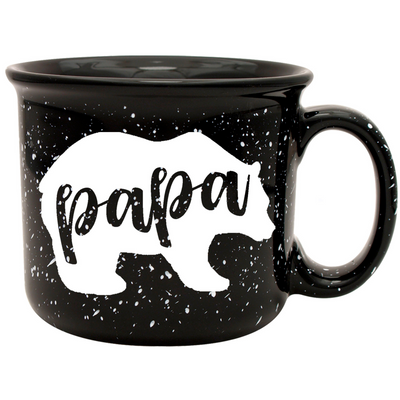 Papa Bear 15 oz Black Ceramic Mug for Dads - Outlet Deal Utah