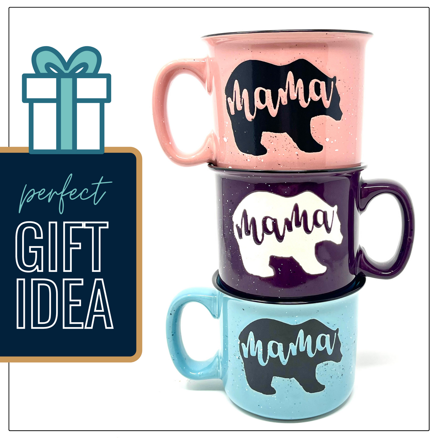 Mama Bear 14oz Teal Ceramic Mug for Moms