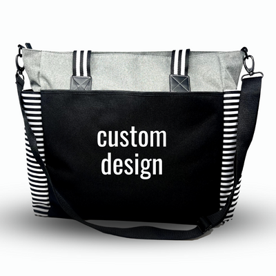 Custom-Designed & Personalized GRAY LouLou Tote Bag with Multiple Zippers and Compartments (Copy)