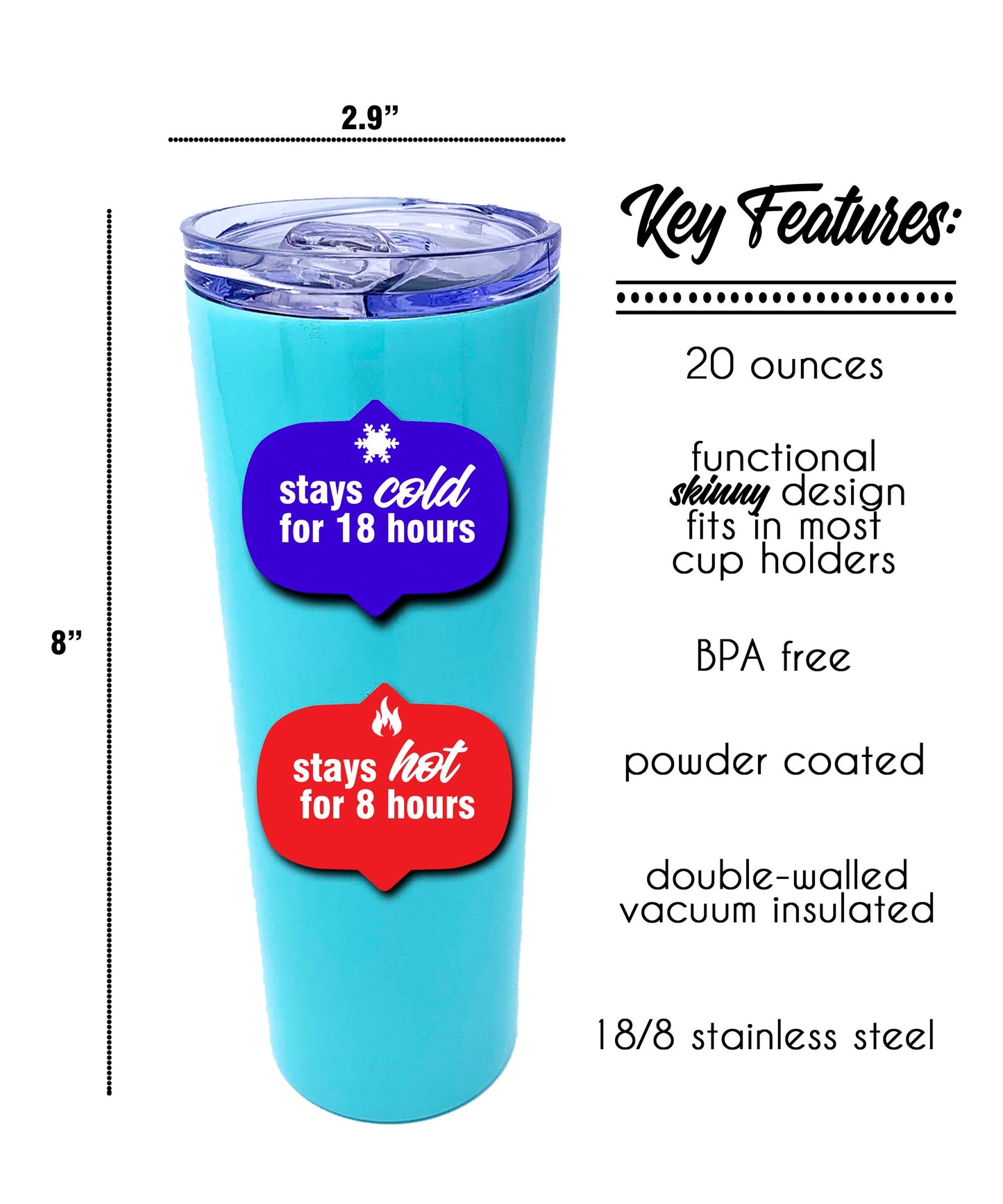 Wake up. Teach Kids. Be Awesome 20 oz Teal Skinny Tumbler - Utah Outlet Deals