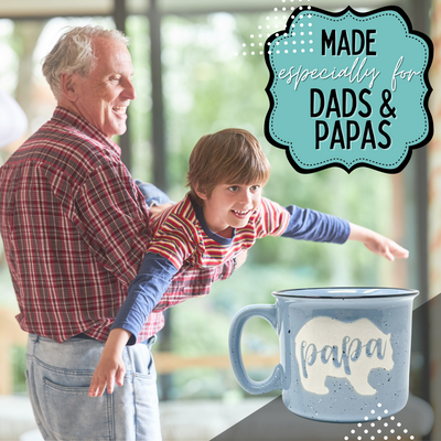 Papa Bear 15 oz  Light Blue Ceramic Mug for Dads - Outlet Deal Texas