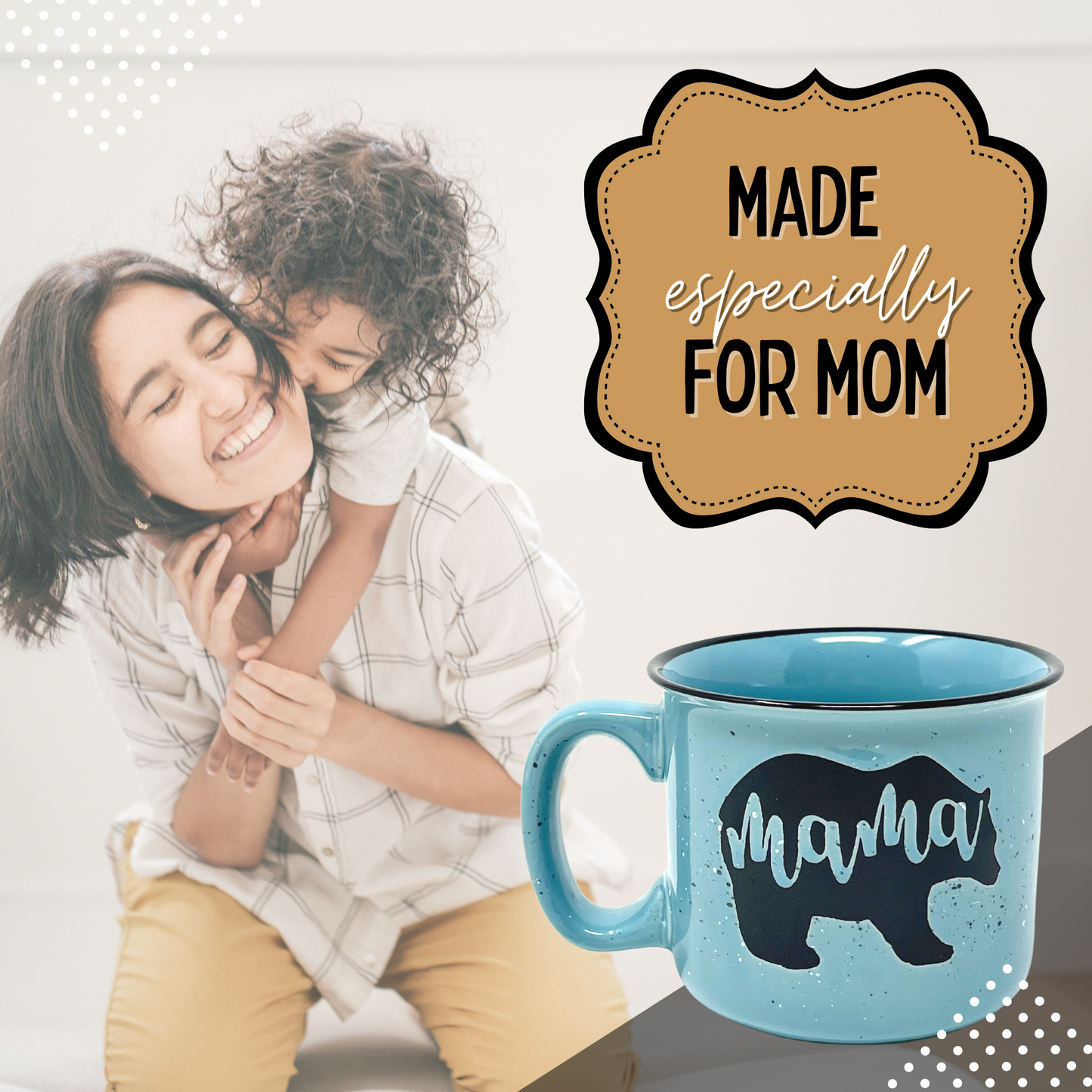 Mama Bear 14oz Teal Ceramic Mug for Moms