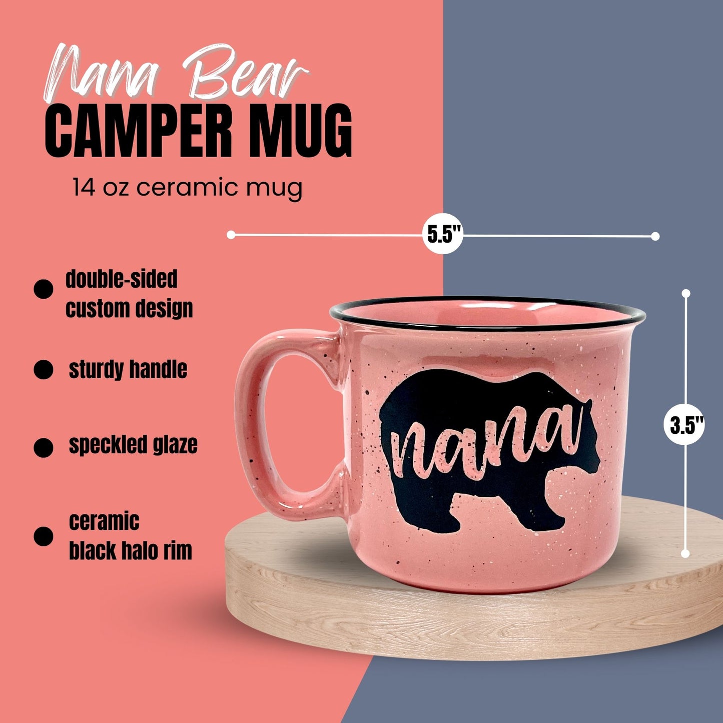 Nana Bear & Papa Bear Coffee Mug Gift Set - Cute, Large Coffee Cup Sets for Parents, Couples, Grandparents - Unique Fun Gifts for Him, Her, Birthday, Anniversary, Mother's Day, Father's Day, Christmas