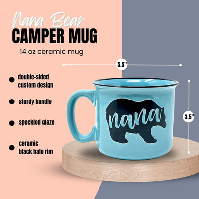 Nana Bear Teal & Papa Bear Navy Blue Coffee Mug Gift Set - Cute, Large Coffee Cup Sets for Parents, Couples, Grandparents - Unique Fun Gifts for Him, Her, Birthday, Anniversary, Mother's Day, Father's Day, Christmas
