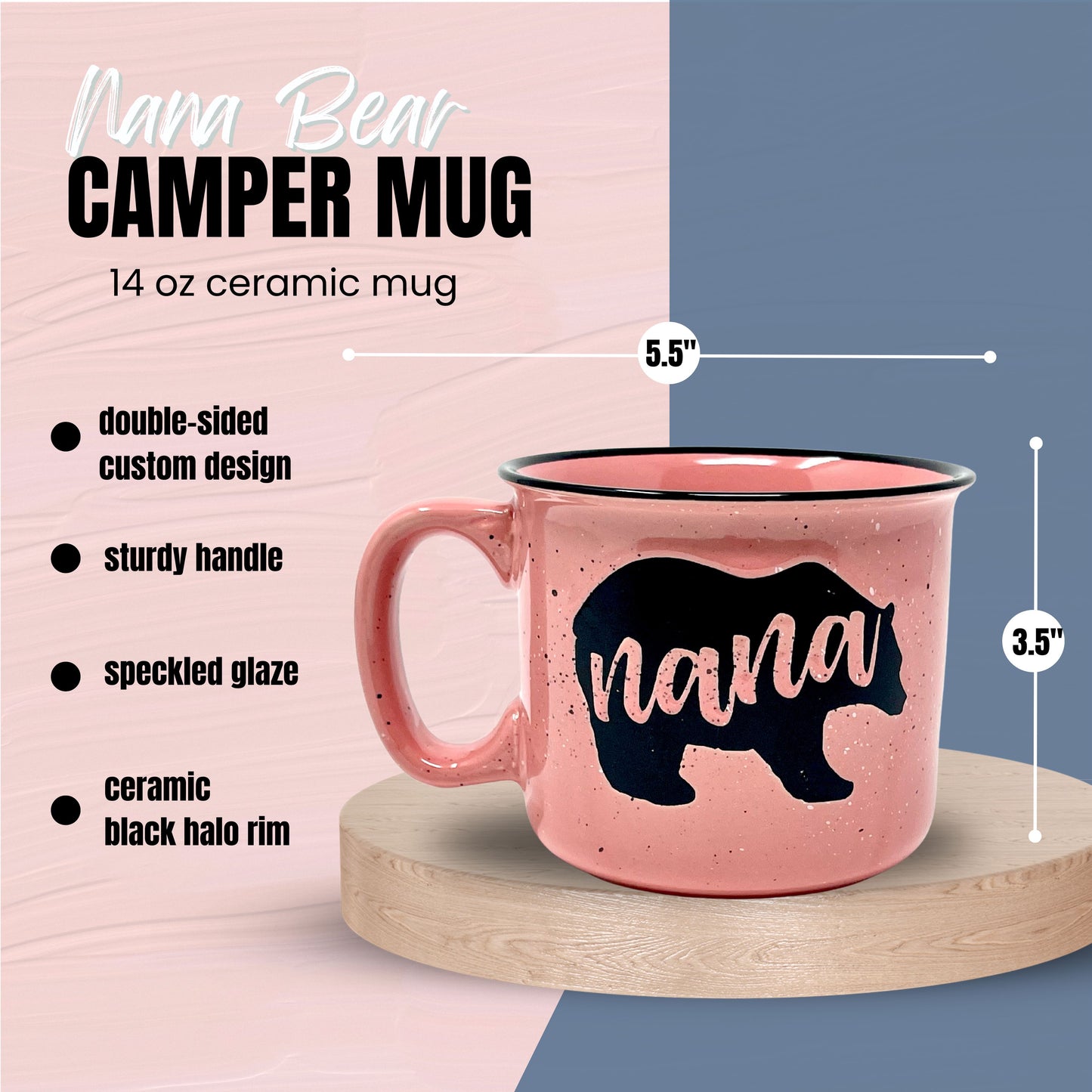 Nana Bear Cute Coffee Mug for Grandma, Grandmother - Grandma Gifts, Mother's Day, Christmas, Birthday (Nana Bear Coral and Papa Bear Dark Blue Gift Set)