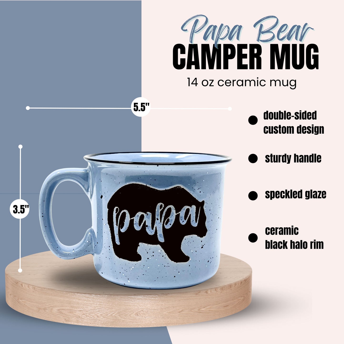 Mama Bear Coffee Mug for Mom, Mother, Wife - Cute Coffee Cups for Women - Unique Fun Gifts for Her, Mother's Day, Christmas (Mama Bear Teal and Papa Bear Light Blue Gift Set)