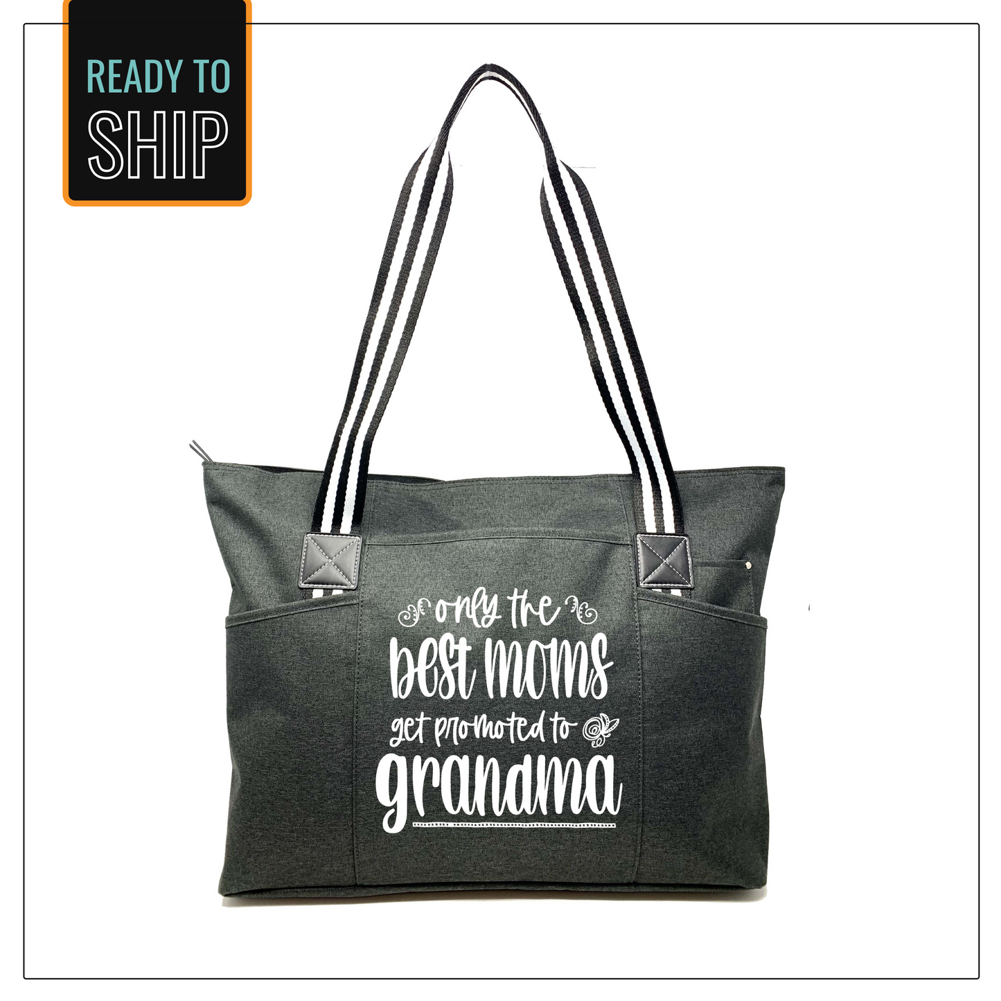 Only the Best Moms Get Promoted to Grandma Tessa Black Tote Bag for Grandmothers - Outlet Deal Utah