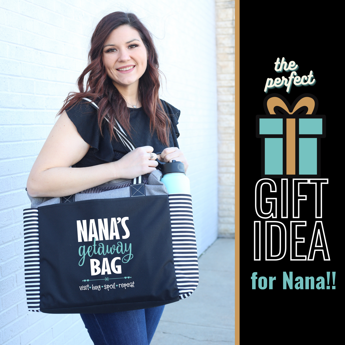 Nana's Getaway LouLou Gray Tote Bag for Grandmothers