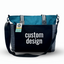 Custom-Designed & Personalized TEAL LouLou Tote Bag with Multiple Zippers and Compartments