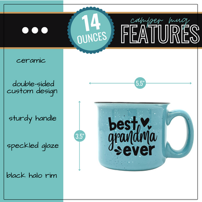 Best Grandma Ever Teal - Cute Funny Coffee Mug for Grandma - Unique Fun Gifts for Grandmother, Grandma from Grandkids - Coffee Cups & Mugs with Quotes