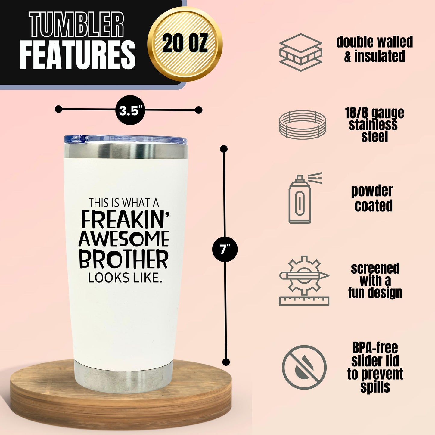 Funny Gift for Brother and Sister - Awesome Brother and Sister Tumbler Coffee Mug - Great Travel Cup Gifts for Siblings, Christmas Birthday Presents for Brother and Sister