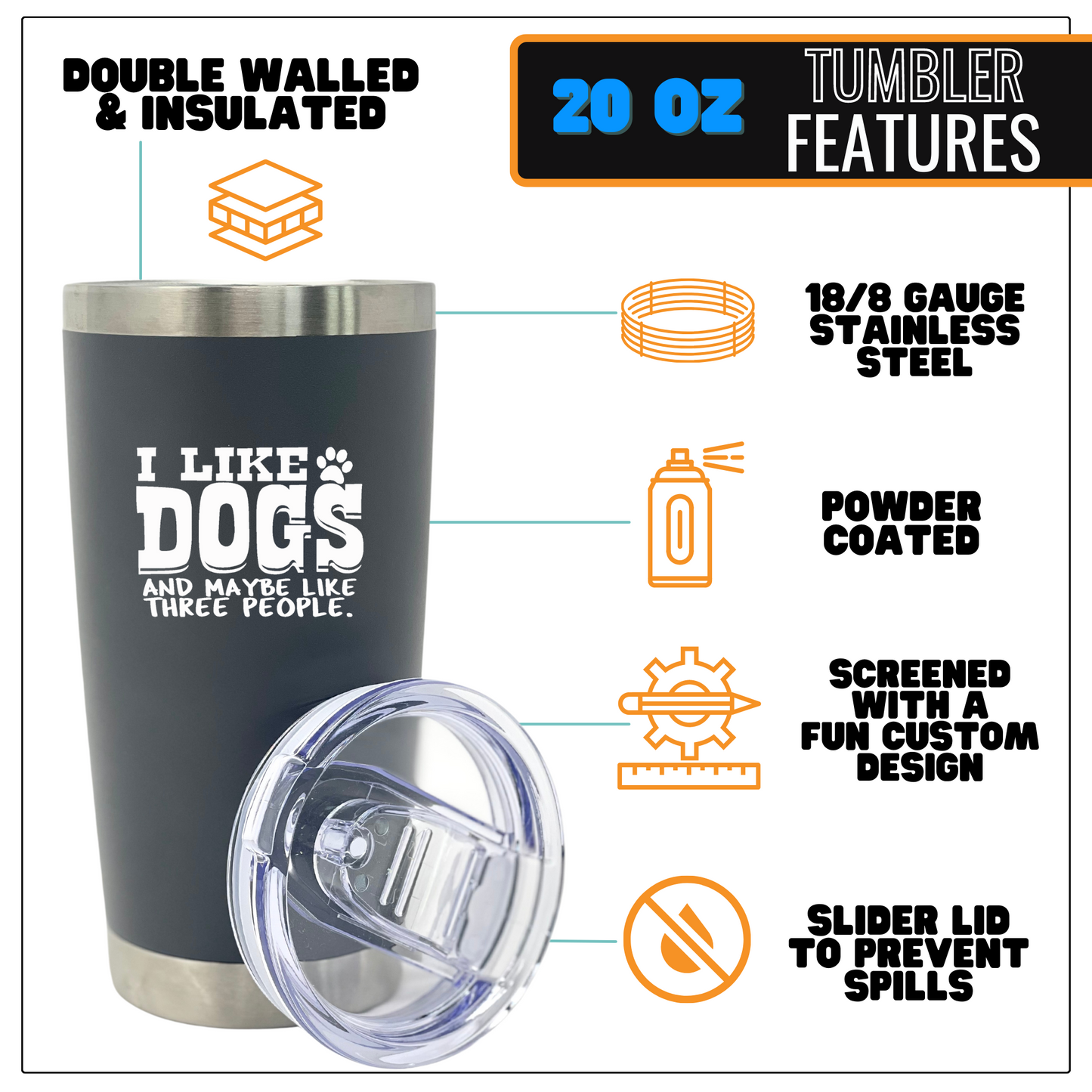 I Like Dogs and Maybe Like 3 People 30 Oz Tumbler - Outlet Deal Utah