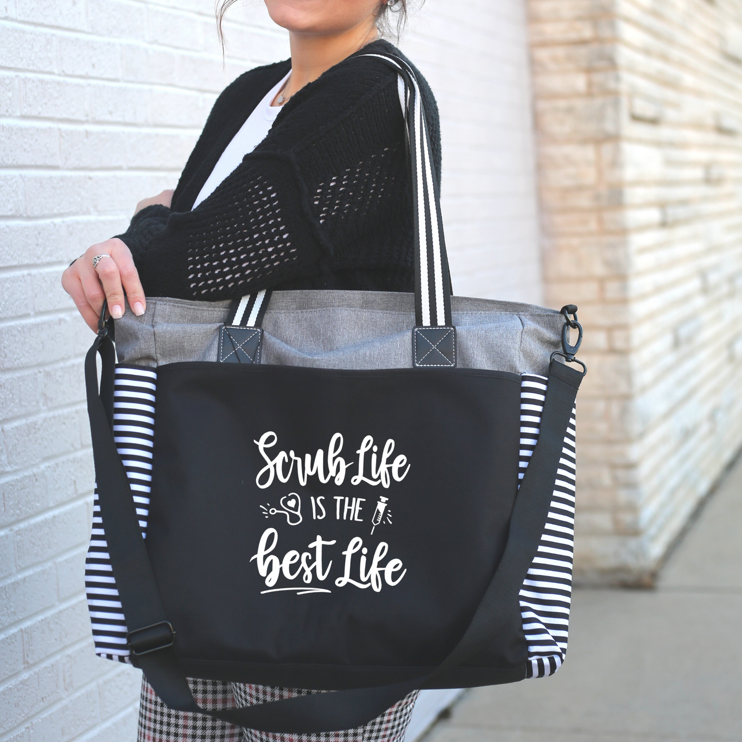 Scrub Life LouLou Gray Tote Bag for Medical Workers