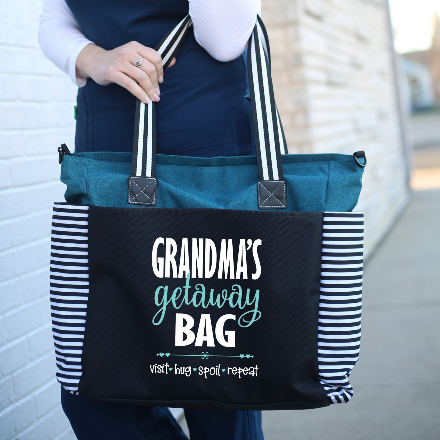 Grandma Getaway LouLou Teal Tote Bag for Grandmothers