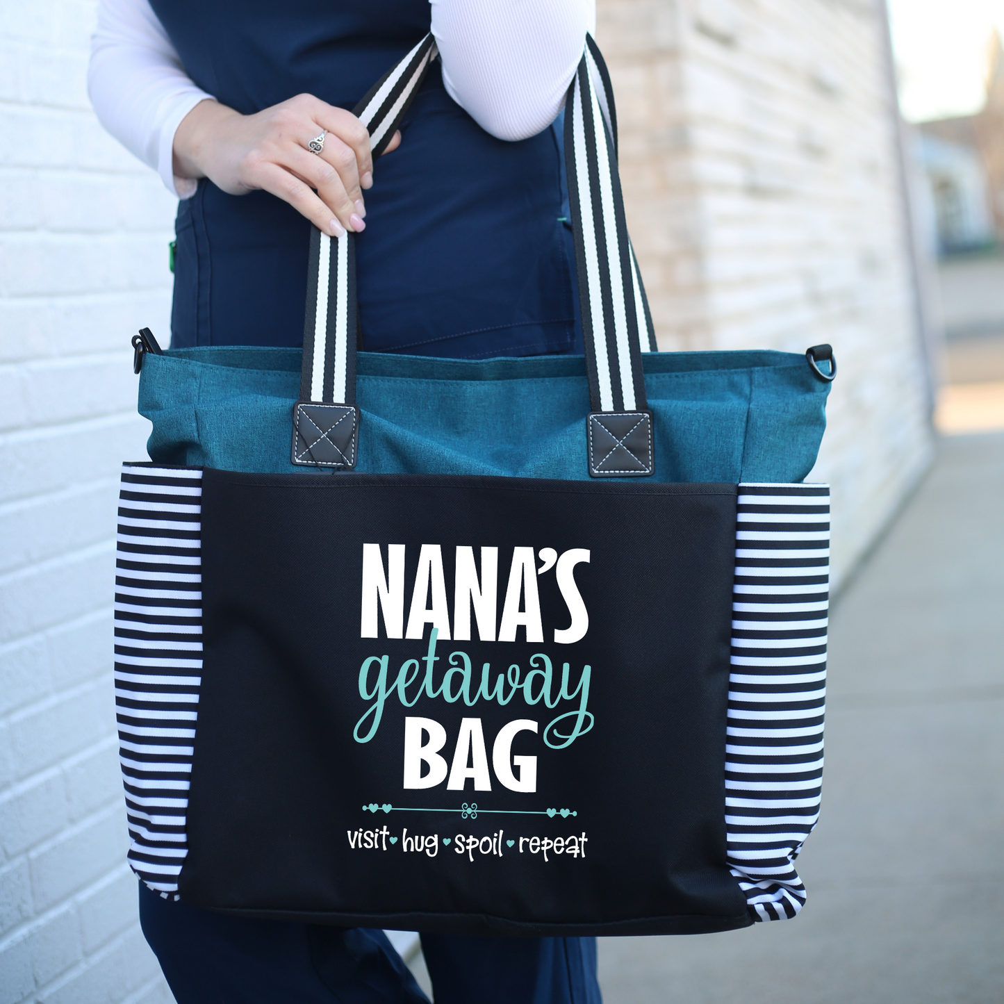Nana Getaway LouLou Teal Tote Bag for Grandmothers