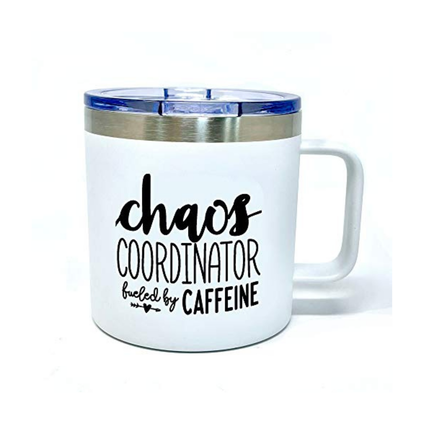 Chaos Caffeine 14 oz White Camper Tumbler for Bosses
