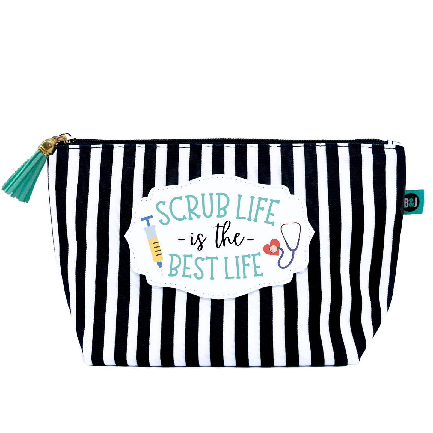 Scrub Life Janie Pouch Gifts for Women Striped Makeup Bags Cosmetic Bag Travel Toiletry Makeup Pouch Pencil Bag with Zipper Best Birthday Nurse Gifts