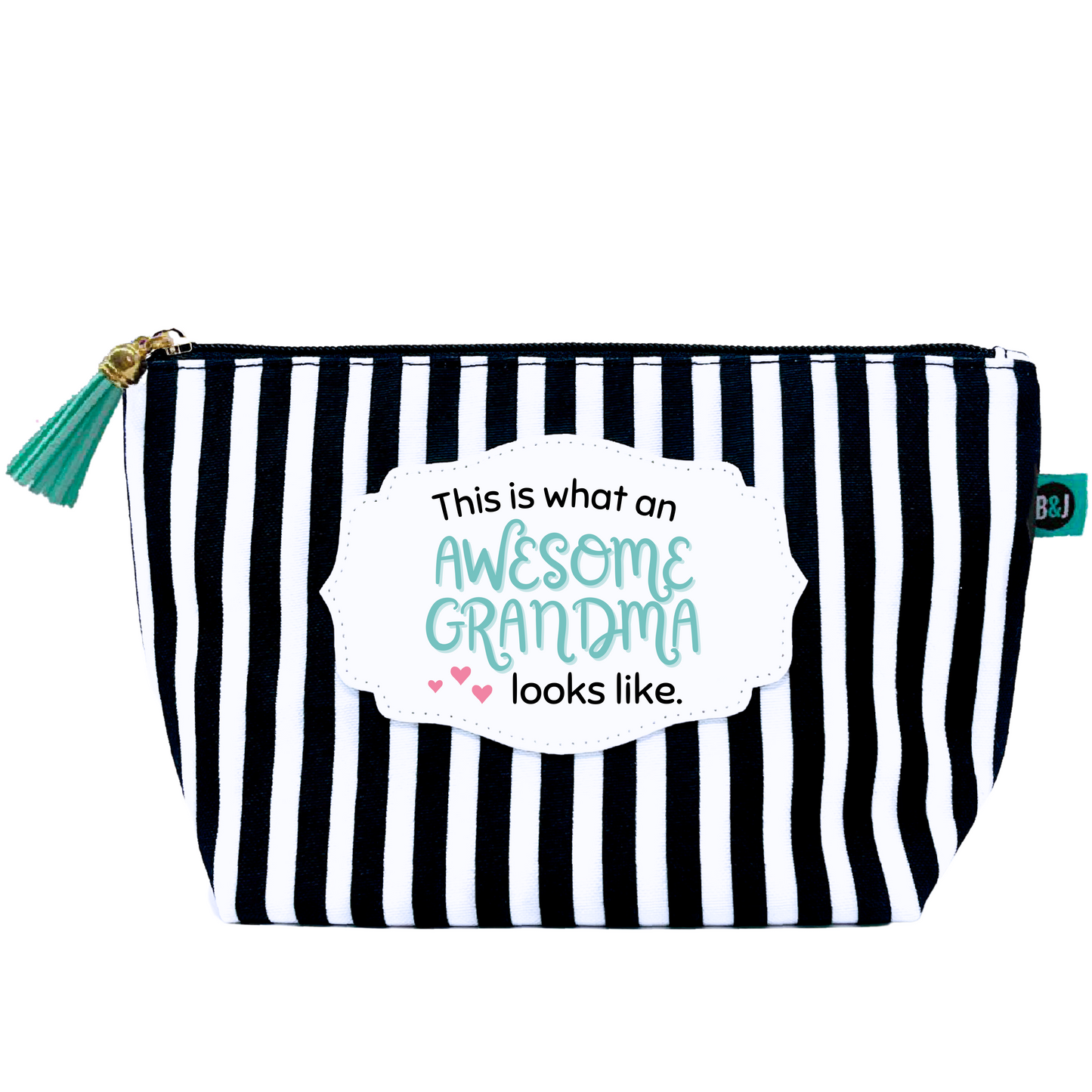 Grandma Awesome Janie Pouch Gifts for Women Striped Makeup Bags Cosmetic Bag Travel Toiletry Makeup Pouch Pencil Bag with Zipper Best Granny Birthday Just Because Gifts