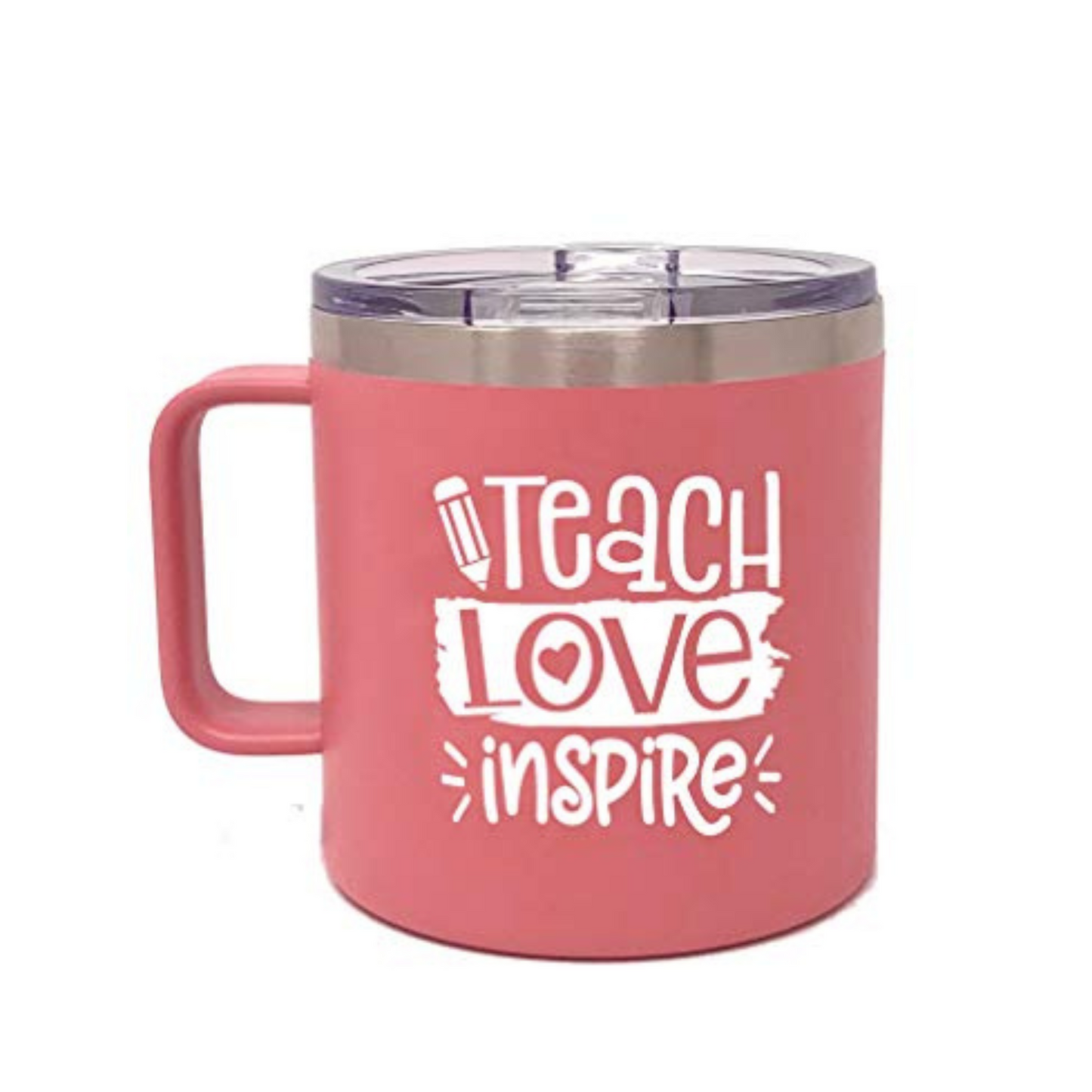 Teach Love 14 oz Coral Camper Tumbler for Teachers