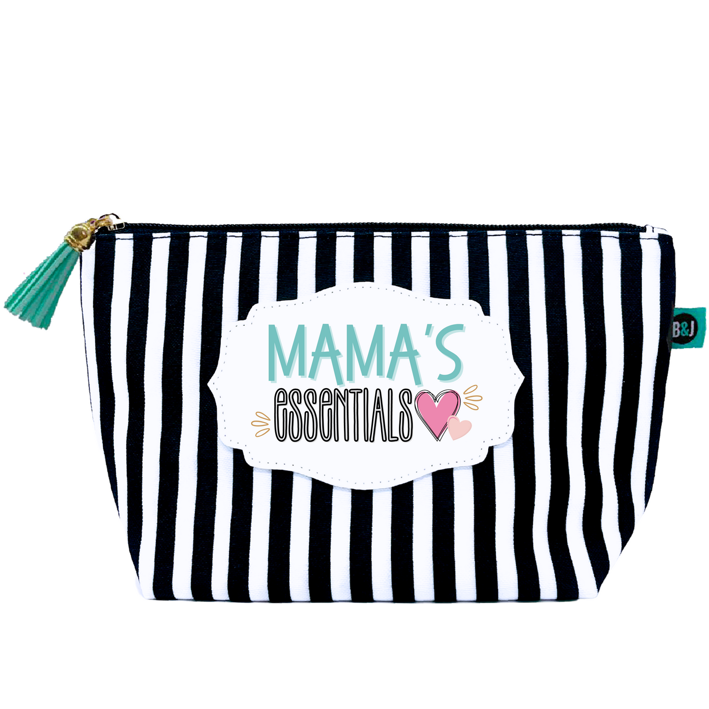 Mama's Essentials Janie Pouch Gifts for Women Striped Makeup Bags Cosmetic Bag Travel Toiletry Makeup Pouch Pencil Bag with Zipper Best Mama Mommy Mother Birthday Just Because Gifts