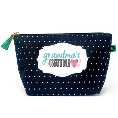 Grandma's Essentials Janie Pouch Gifts for Women Dotted Makeup Bags Cosmetic Bag Travel Toiletry Makeup Pouch Pencil Bag with Zipper Best Grandma Birthday Just Because Gifts