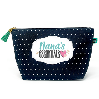 Nana's Essentials Janie Pouch Gifts for Women Dotted Makeup Bags Cosmetic Bag Travel Toiletry Makeup Pouch Pencil Bag with Zipper Best Nana Birthday Just Because Gifts