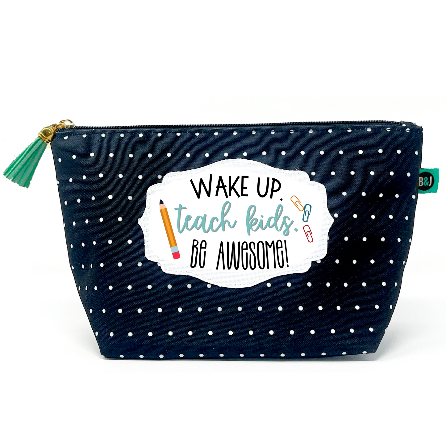 Teach Kids Be Awesome Janie Pouch Gifts for Women Dotted Makeup Bags Cosmetic Bag Travel Toiletry Makeup Pouch Pencil Bag with Zipper Best Teacher Just Because Gifts