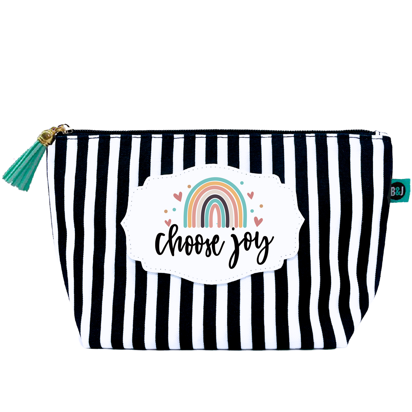 Choose Joy Janie Pouch Gifts for Women Striped Makeup Bags Cosmetic Bag Travel Toiletry Makeup Pouch Pencil Bag with Zipper Best Inspirational Birthday Just Because Gifts