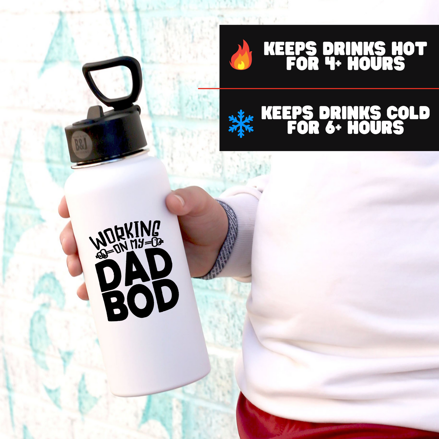 Working on my Dad Bod 32 oz White Water Bottle for Dads