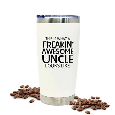 Freakin' Awesome Uncle 20 oz White Tumbler for Uncles